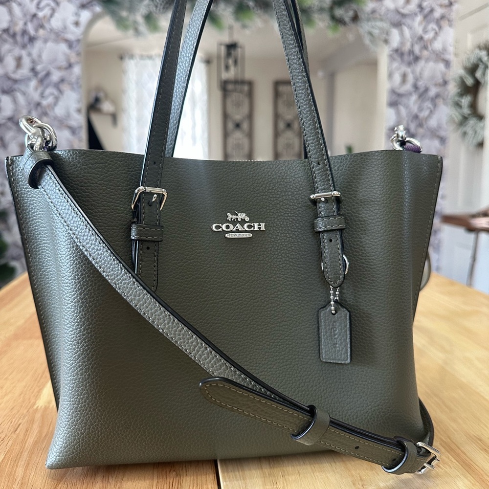 Coach Sage Green Leather Mollie Tote 25 Bag